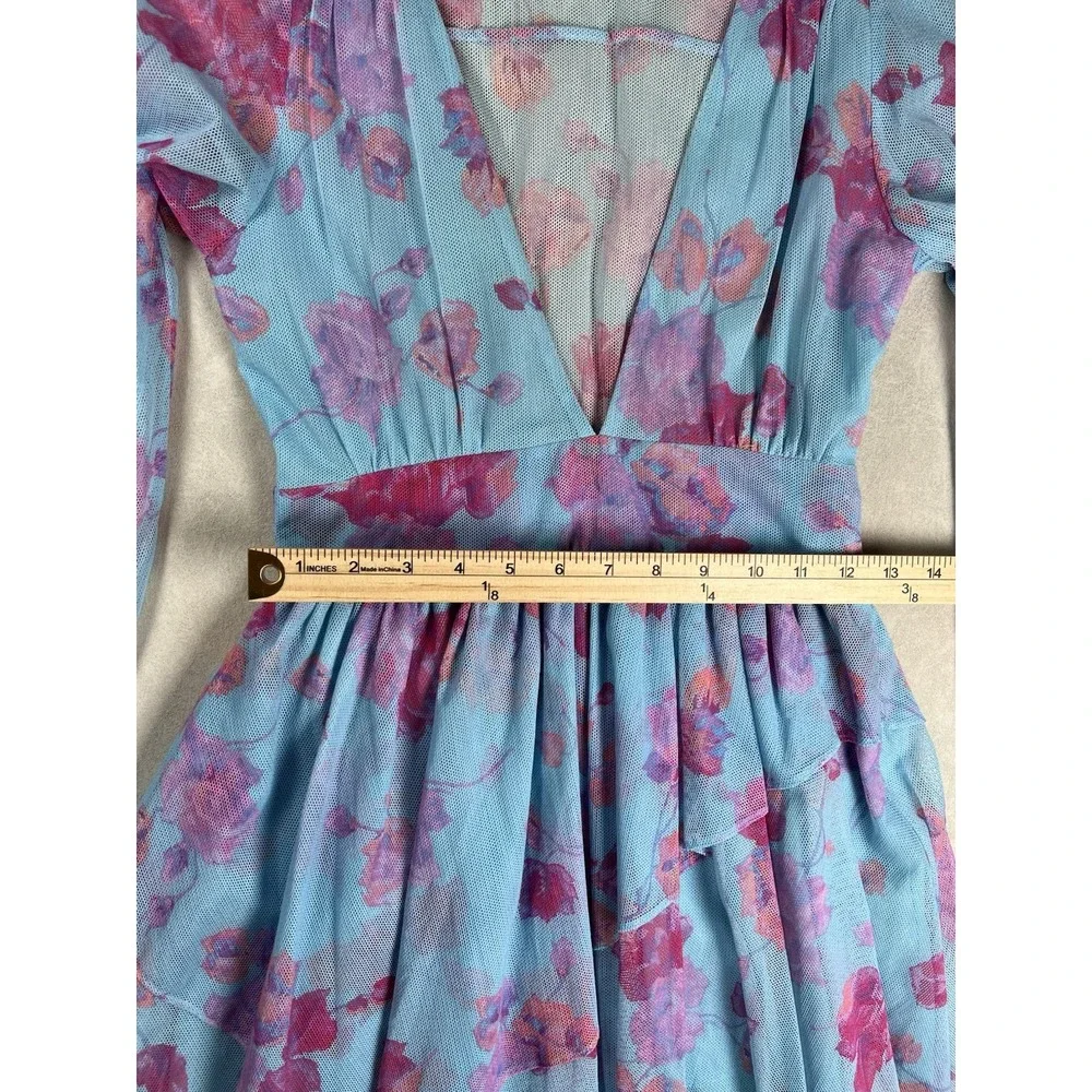 LoveShackFancy Blue And Pink Varsha‎ Mini Dress Sz 0 Ocean Reef Cocktail Party - Picture 6 of 8
